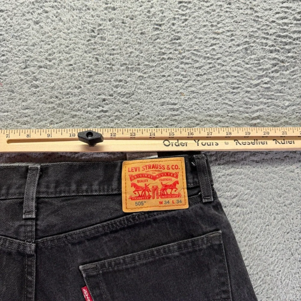 Levi's 505 Jeans Men's 34x34 Black Cotton Denim Straight Leg Workwear Travel